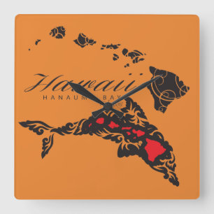Hawaii Whale Aloha Quadratische Wanduhr