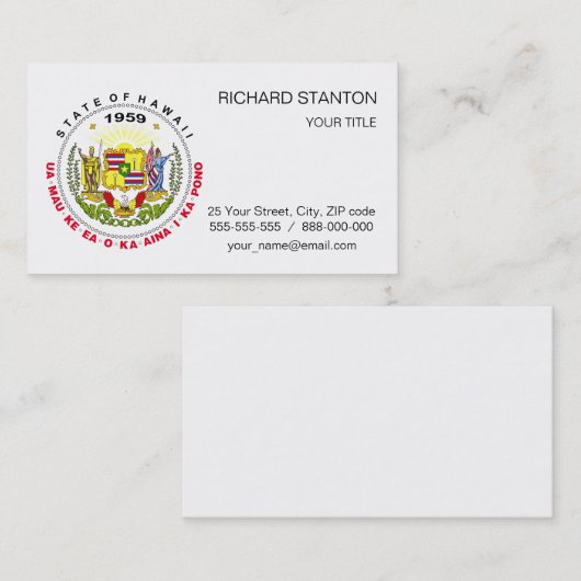 Hawaii-Zeichen Visitenkarte (Vorne/Hinten)