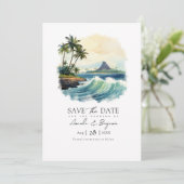 Hawaii-Zielhochzeit QR-Code Save The Date (Stehend Vorderseite)