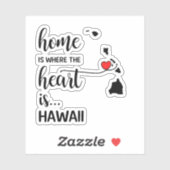 Hawaii Zuhause ist das Herz Aufkleber (Blatt)