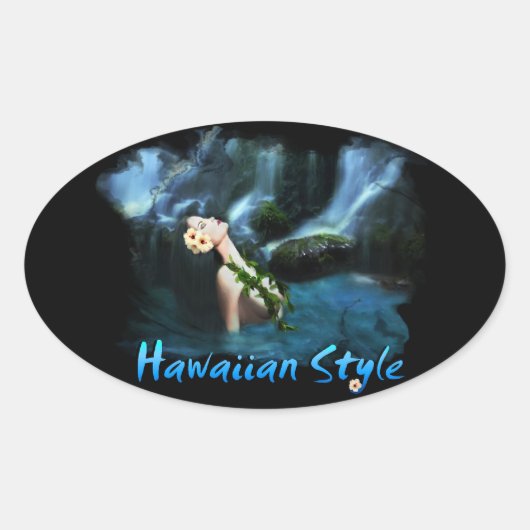 Hawaiiam Style Ovaler Aufkleber (Vorderseite)