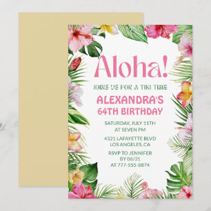 Hawaiian 64. Geburtstag Einladung Tropische Flora