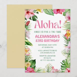 Hawaiian 83. Geburtstag Einladung Tropische Flora