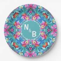 Hawaiian Abstrakt Monogram Couple Classic Round