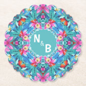 Hawaiian Abstrakt Monogram Couple Classic Untersetzer (Vorderseite)