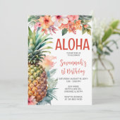 Hawaiian Aloha Birthday Party Einladung (Stehend Vorderseite)