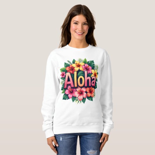 Hawaiian Aloha Blume Sweatshirt (Vorne ganz)