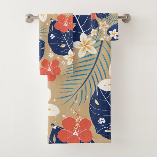 Hawaiian Aloha druckt tropisches Muster Badhandtuch Set (Insitu)