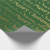 Hawaiian Aloha Emerald Green Gold Geschenkpapier (Ecke)