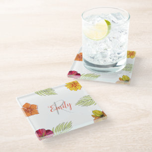 Hawaiian Aloha Floral Glasuntersetzer