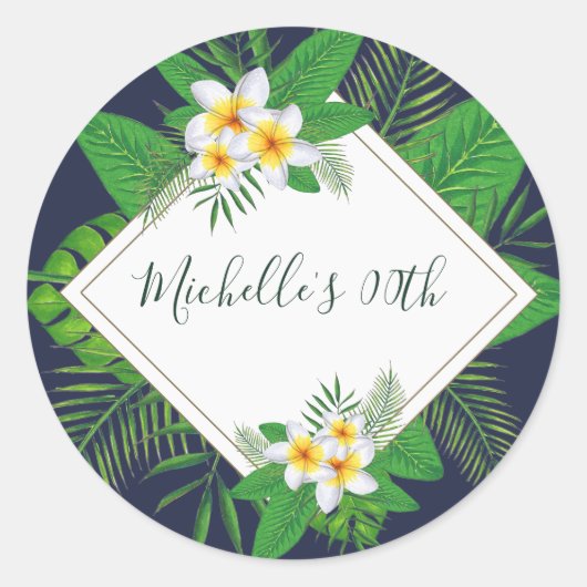 Hawaiian Aloha Luau Birthday Party Runder Aufkleber (Vorderseite)