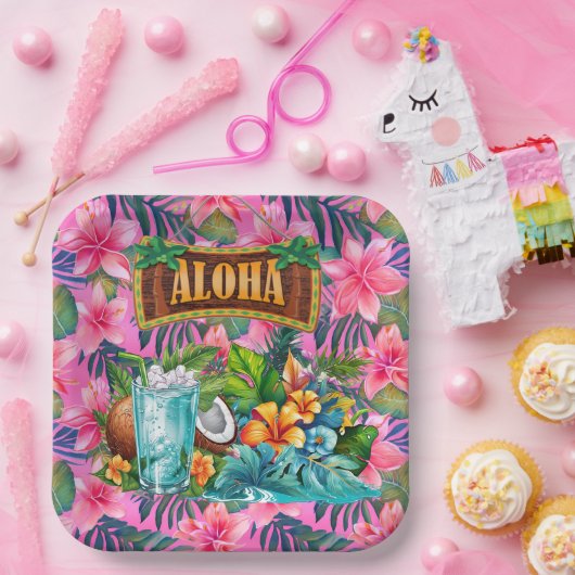 Hawaiian Aloha Pappteller (Party)