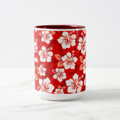 Hawaiian Aloha Shirt Pattern —Rot Zweifarbige Tasse (Mittel)