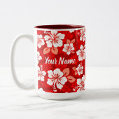 Hawaiian Aloha Shirt Pattern —Rot Zweifarbige Tasse (Links)