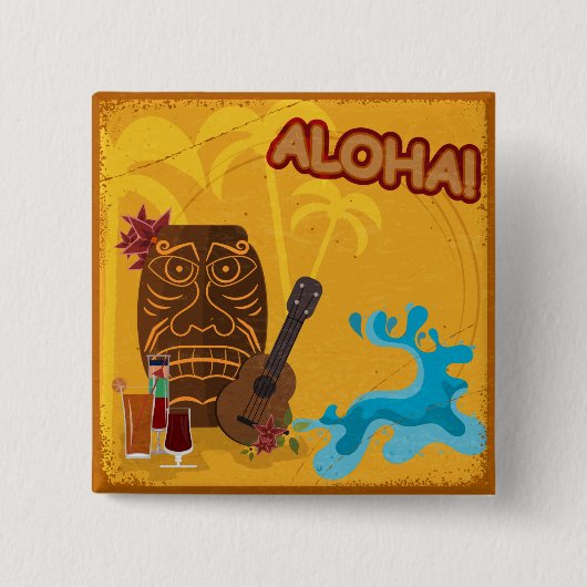 Hawaiian Aloha Tiki Bar Retro Luau Party Button (Vorderseite)