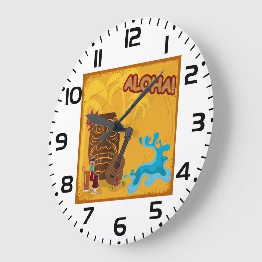 Hawaiian Aloha Tiki Bar Retro Luau Party Große Wanduhr (Winkel)