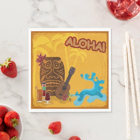 Hawaiian Aloha Tiki Bar Retro Luau Party Serviette (Beispiel)