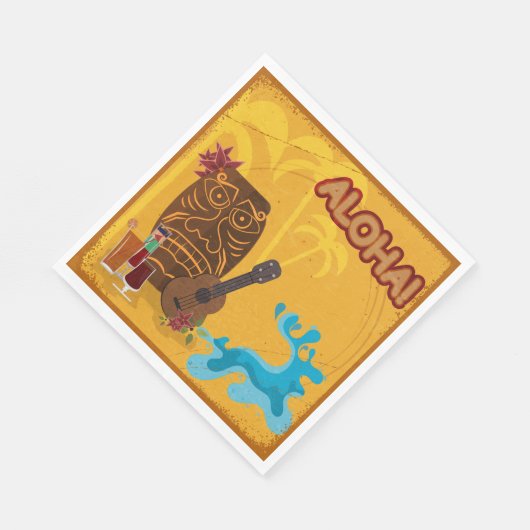 Hawaiian Aloha Tiki Bar Retro Luau Party Serviette (Ecke)