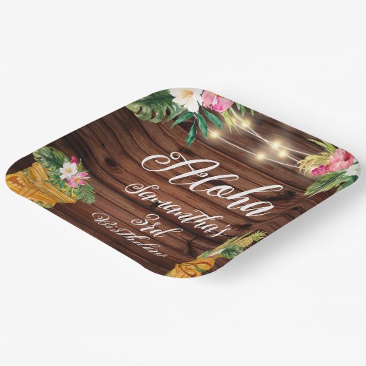 Hawaiian Aloha Tropical Birthday Luau Party Pappteller (Gewinkelt)