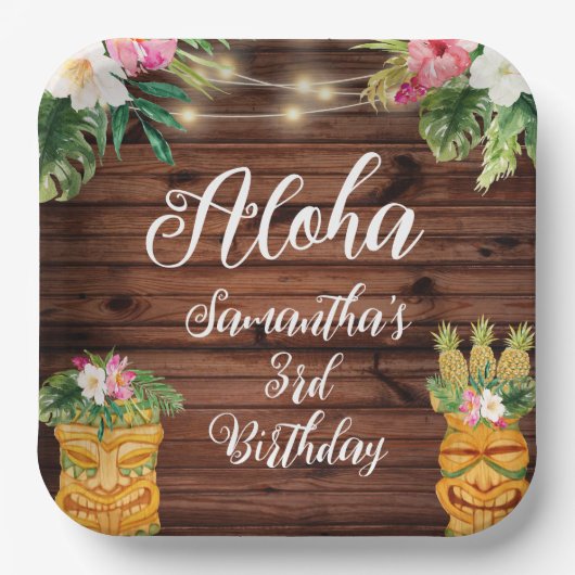 Hawaiian Aloha Tropical Birthday Luau Party Pappteller (Vorderseite)