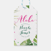 Hawaiian Aloha Tropical Palm Blätter Pink Gefallen Geschenkanhänger (Rückseite)