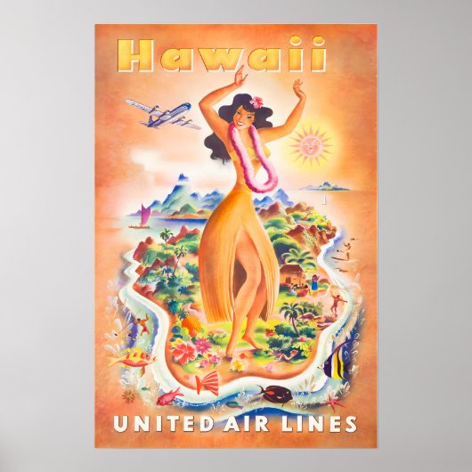 Hawaiian Art Hawaii Print United Travel Poster (Vorne)