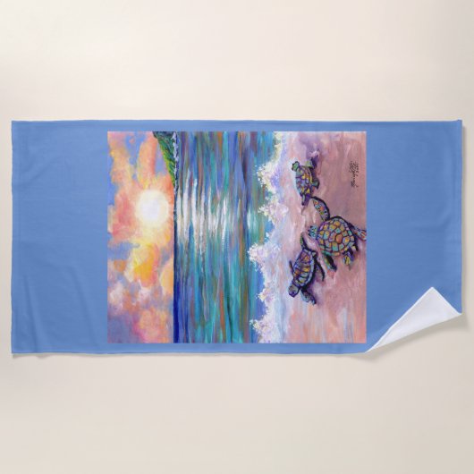 Hawaiian Baby Sea Turtles am Strand Strandtuch (Vorderseite)