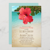 Hawaiian Beach Engagement Party für tropischen Hib Einladung (Vorne/Hinten)