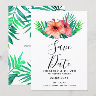Hawaiian Beach Hochzeit im tropischen Hibiskus Einladung
