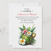 Hawaiian Beach Holiday Sommer Hibiskus Hochzeit Einladung (Vorderseite)