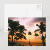 Hawaiian Beach Palm Trees Sunset - Hawaii Reisen Postkarte (Vorne/Hinten)