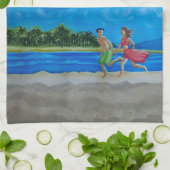 Hawaiian Beach Run Geschirrtuch (Gefaltet)