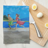 Hawaiian Beach Run Geschirrtuch (Viertel Falte)