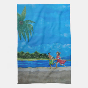 Hawaiian Beach Run Geschirrtuch