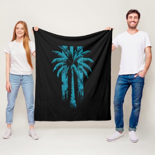 Hawaiian Beach Summer Tropical Vacation Palm Tree Fleecedecke (Beispiel)