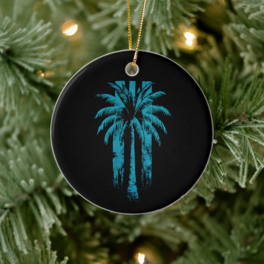 Hawaiian Beach Summer Tropical Vacation Palm Tree Keramik Ornament (Baum)
