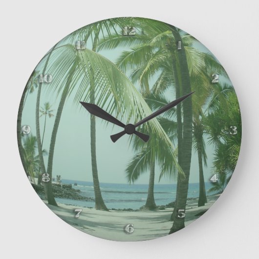 Hawaiian Beach Wall Clock Große Wanduhr (Vorderseite)