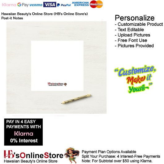 Hawaiian Beauty's Online Store (HB's Online Store) Post-it Klebezettel