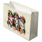 Hawaiian Bernese Mountain Dogs Flower Lei Große Geschenktüte (Vorderseite Schrägansicht)