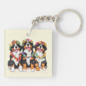 Hawaiian Bernese Mountain Dogs Flower Lei Schlüsselanhänger (Rückseite)