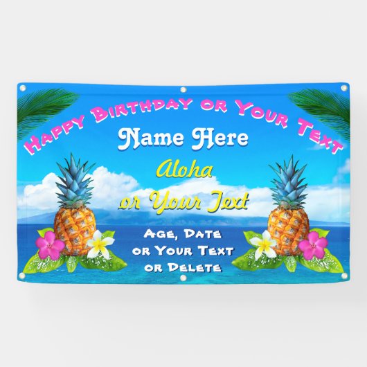 Hawaiian Birthday Banner mit echten hawaiianischen (Horizontal)