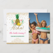 Hawaiian Birthday Kids Foto Einladung (Vorderseite)