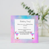 HAWAIIAN BIRTHDAY PARTY EINLADUNG 2 Goldpadel (Stehend Vorderseite)