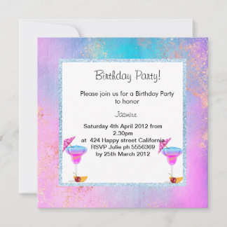 HAWAIIAN BIRTHDAY PARTY EINLADUNG 2 Goldpadel