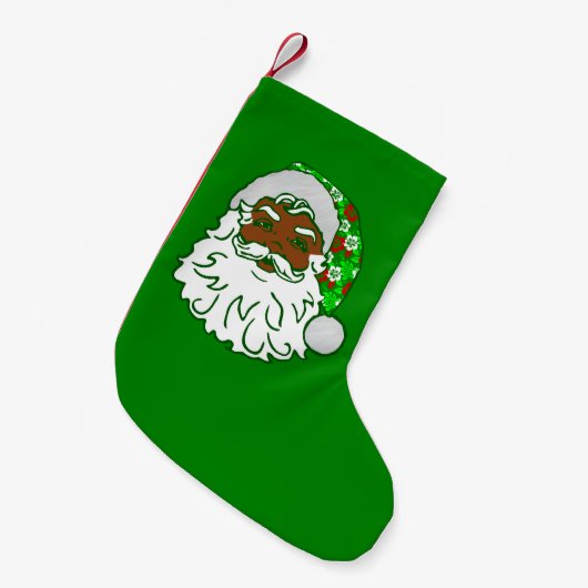Hawaiian Black Santa Claus Kleiner Weihnachtsstrumpf (Vorderansicht (hängend))