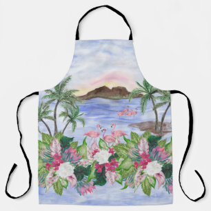 Hawaiian Bliss: tropisches Wasserfarbenmuster Schürze