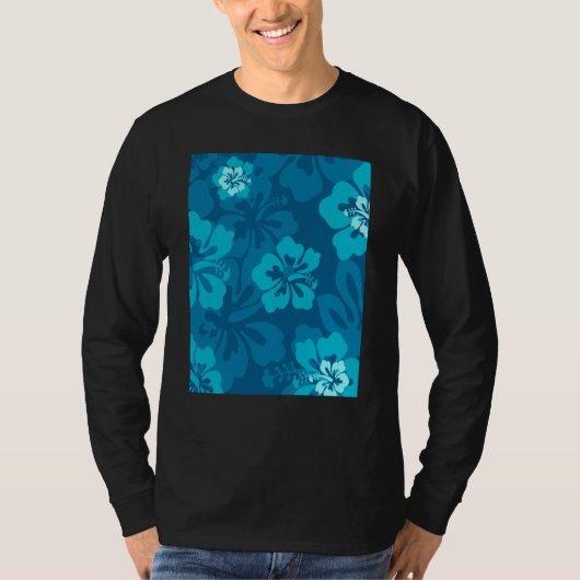 Hawaiian Blue Hibiscus Flower Tropical Floral T-Shirt (Vorderseite)