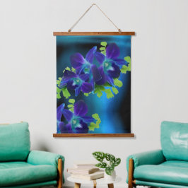 Hawaiian Blue Orchid Wandteppich Mit Holzrahmen
