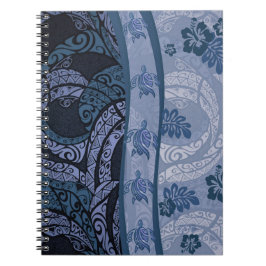 Hawaiian Blue Tapa und Honu Notebook Notizblock
