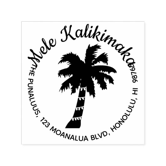Hawaiian Christmas Address Briefmarke Palm Tree Ro Permastempel (Design)